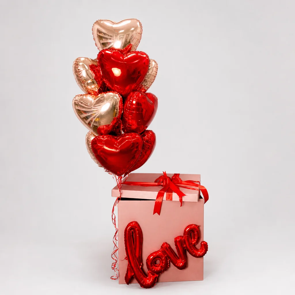 Коробка-сюрприз с воздушными шарами "LOVE"