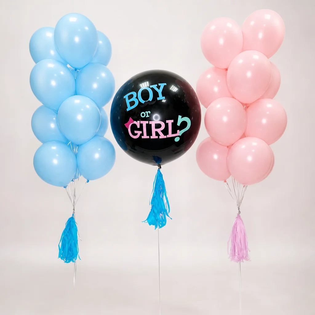 Куля «Boy or Girl?» та рожево-блакитні кулі з гелієм