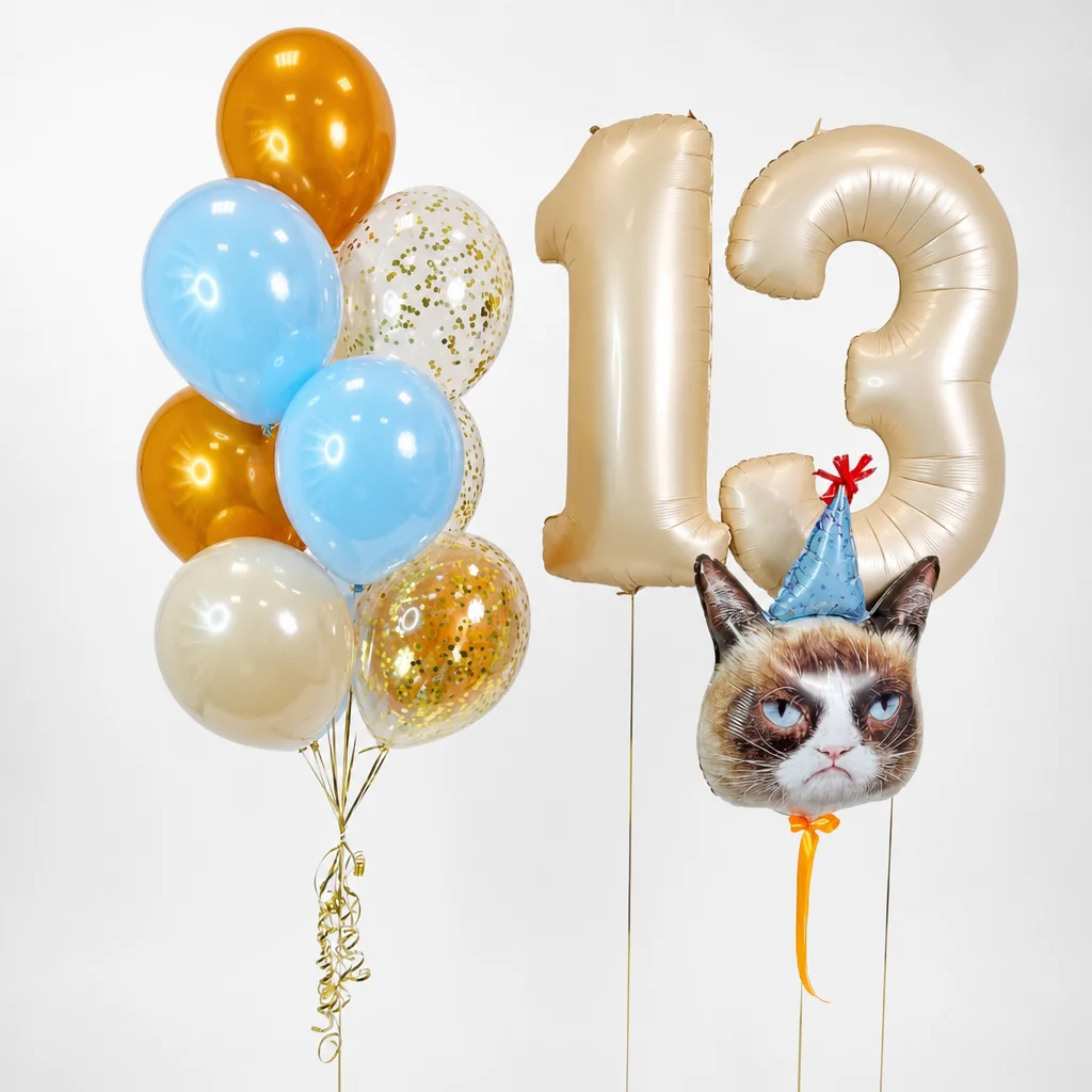 Набір кульок з гелієм «Grumpy cat»